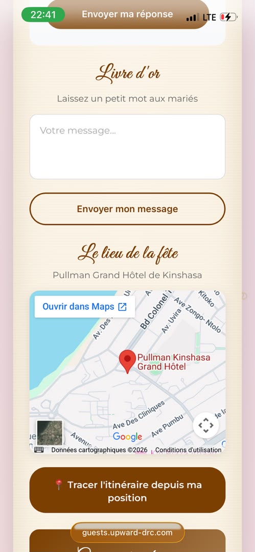 Le lieu de la fête sur la carte