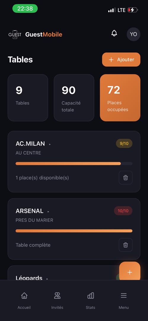 Gestion des tables